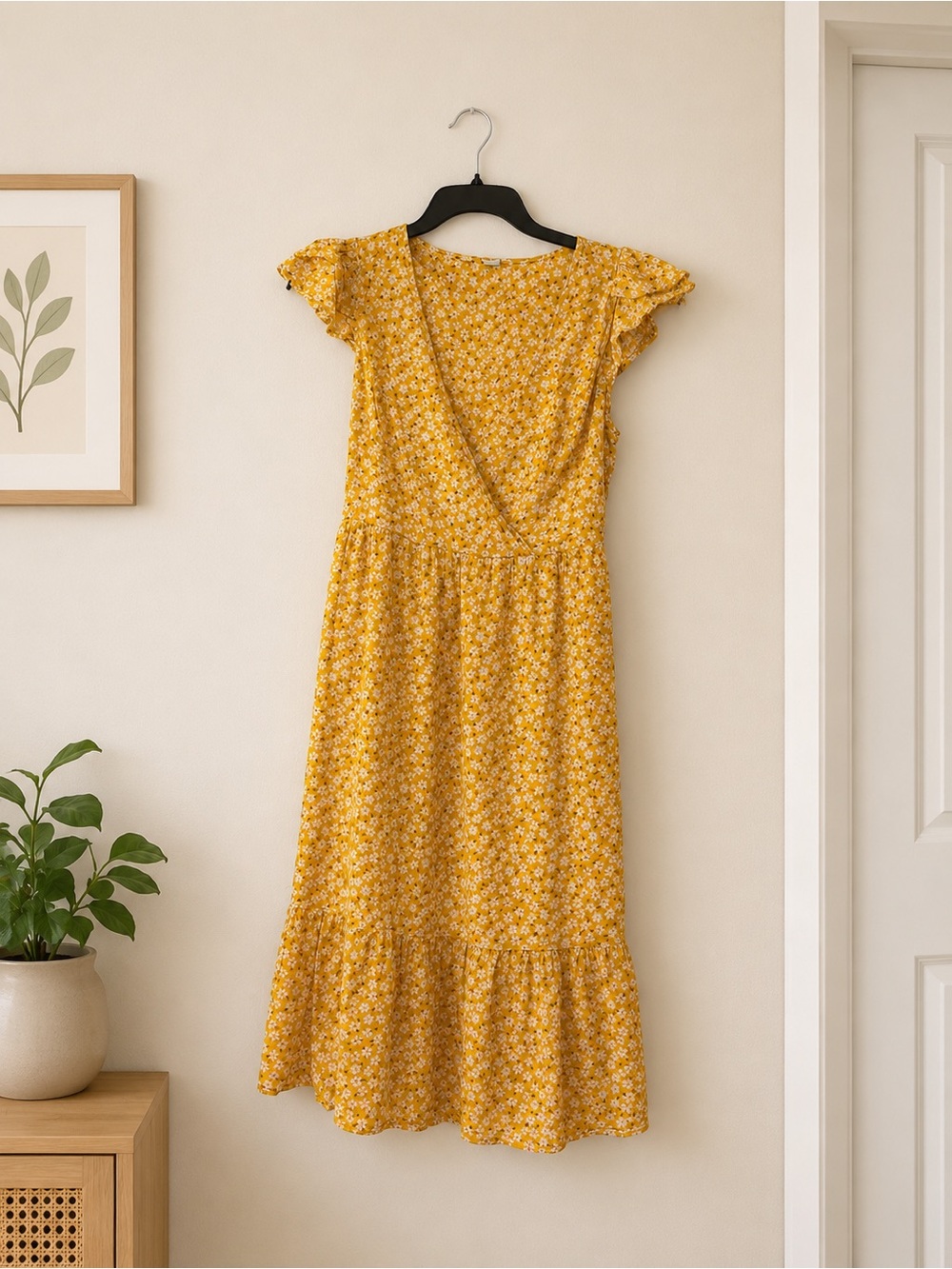 Old Navy Yellow Floral Maxi Dress Medium Floral Boho - Picture 3 of 5